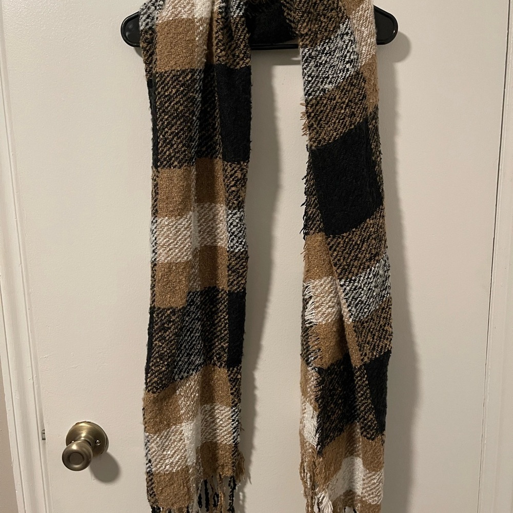 Plaid Black and Brown Scarf